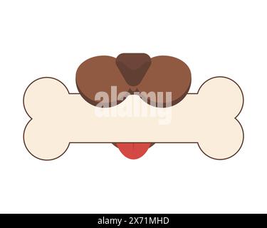 Logo Dog Bone. Un cane con un osso in bocca. Vettore su sfondo bianco. Illustrazione Vettoriale