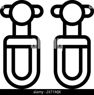 Icone piatte in bianco e nero delle provette con impugnatura esterna, adatte per temi scientifici e di laboratorio Illustrazione Vettoriale