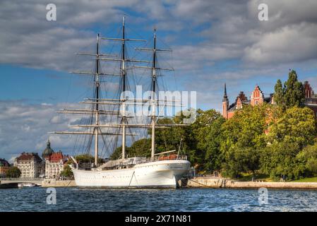 STF af Chapman, completamente nave truccate, ora un ostello della gioventù, costruita nel 1888, Skepps-Holmen, Stoccolma, Svezia Foto Stock