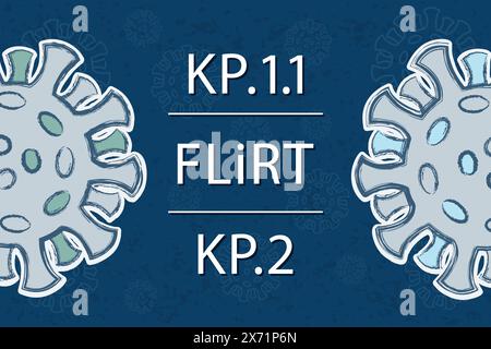 KP.1,1 e KP.2 sono nuove varianti COVID-19 della famiglia Flirt. Illustrazione Vettoriale