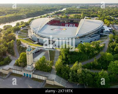 Lipsia, Germania - 09 maggio 2024: Veduta aerea della Red Bull Arena di Lipsia Foto Stock