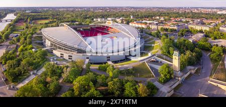 Lipsia, Germania - 09 maggio 2024: Veduta aerea della Red Bull Arena di Lipsia Foto Stock