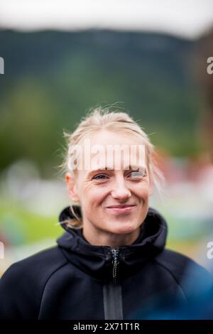 Gotzis, Austria. 17 maggio 2024. Dutch Anouk Vetter parla con la stampa in vista di una sessione di allenamento in vista dell'Hypo-Meeting, IAAF World Combined Events Challenge, nello stadio Mosle di Gotzis, Austria, venerdì 17 maggio 2024. BELGA PHOTO JASPER JACOBS credito: Belga News Agency/Alamy Live News Foto Stock