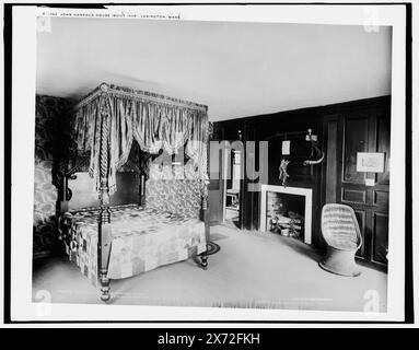 Hancock and Adams room, John Hancock House, Lexington, secondo titolo negativo: 'John Hancock House (costruito nel 1698), Lexington, Massachusetts.', Hancock-Clark House., Detroit Publishing Co. N.. 013062., Gift; State Historical Society of Colorado; 1949, Hancock, John, 1737-1793, case e luoghi di ritrovo. , Adams, Samuel, 1722-1803, Homes & Haunts. , Camere da letto. , Abitazioni. , Stati Uniti, Massachusetts, Lexington. Foto Stock