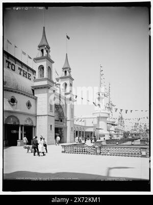 Ingresso alla passeggiata a sinistra, Luna Park, Coney Island, N.Y., "G 1067" in negativo., Detroit Publishing Co. N. 016700., Gift; State Historical Society of Colorado; 1949, parchi divertimenti. , Stati Uniti, New York (Stato), New York. Foto Stock