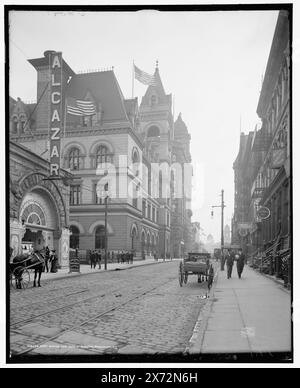 Ufficio postale e Eagle Building, Brooklyn, N.Y., 'G 3501' e '144' su negative., Detroit Publishing Co. N.. 019292., Gift; State Historical Society of Colorado; 1949, uffici postali. , Strade. , Strutture commerciali. , Stati Uniti, New York (Stato), New York. Foto Stock