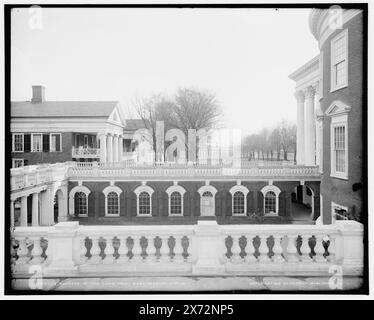 Uno scorcio del prato dalla terrazza est, U. of Va., 'G 2653' su negative., Detroit Publishing Co. N.. 018427., Gift; State Historical Society of Colorado; 1949, University of Virginia, Buildings. , Università e college. , Strutture educative. , Stati Uniti, Virginia, Charlottesville. Foto Stock