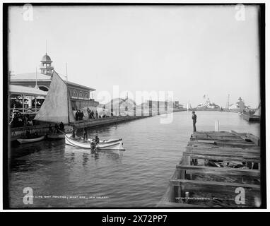 Life boat Practice, West End, New Orleans, Data basata su Detroit, Catalogo J (1901)., Southern Yacht Club in far Right background., Detroit Publishing Co. N. 05766., Gift; State Historical Society of Colorado; 1949, Southern Yacht Club. , Salvavita. , Barche. , Stati Uniti, Louisiana, New Orleans. Foto Stock