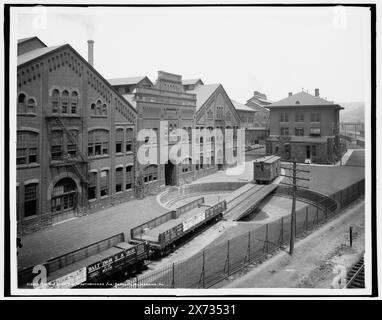 Officina meccanica, The Westinghouse Air-Brake Co., Wilmerding, Pa., negativo incrinato attraverso il centro e fissato al secondo foglio di vetro., Data basata su Detroit, Catalogo P (1906)., Detroit Publishing Co. N. 018673., Gift; State Historical Society of Colorado; 1949, Industrial Facilities. , Ferrovie. , Industria dei trasporti. , Stati Uniti, Pennsylvania, Wilmerding. Foto Stock