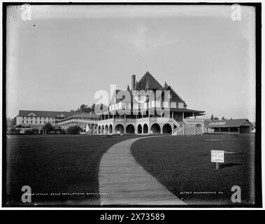 Ottawa Beach Hotel, Ottawa Beach, Mich., '257' in negativo., Detroit Publishing Co. No 012655., Gift; State Historical Society of Colorado; 1949, Ottawa Beach Hotel (Ottawa Beach, Mich.) , Alberghi. , Stati Uniti, Michigan, Ottawa Beach. Foto Stock