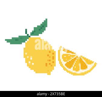 Raccolta di icone Pixel colorate di illustrazione vettoriale frutta. Illustrazione Vettoriale