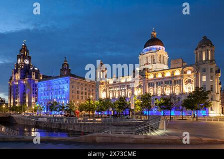 Serata alle tre gare di Liverpool, Inghilterra. Foto Stock