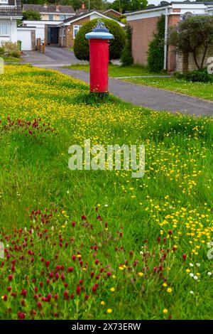 Poole, Dorset, Regno Unito. 17 maggio 2024. Cartolina per commemorare il 80° anniversario del D-Day il 6 giugno. Crediti: Carolyn Jenkins/Alamy Live News - topper per scatole postali, topper per lettere, topper per scatole di lettere, toppers, bombe in filato, bomba in filato Foto Stock