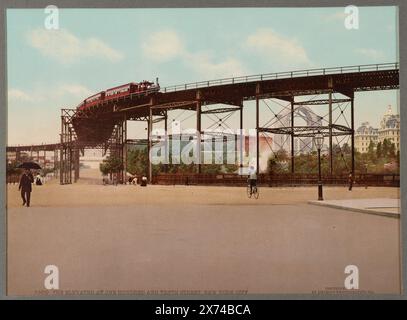 The Raised at One Hundred and Tenth Street, New York City, in album preparato da Detroit Photographic Co. Da utilizzare come catalogo nel suo ufficio., Detroit Publishing Co., no 53619., Gift; State Historical Society of Colorado; 1955, ferrovia sopraelevata. , Stati Uniti, New York (Stato), New York. Foto Stock