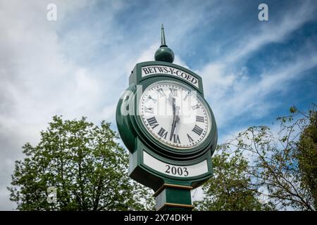 Orologio ferroviario, Betwys-y-Coed, Galles, Regno Unito 2024 Foto Stock