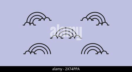 Set di logo Rainbow line art vettoriale icona illustrazione design minimalista Illustrazione Vettoriale