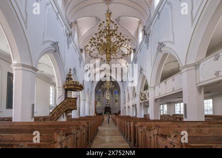 St Mang è una chiesa parrocchiale protestante-luterana nella città di Kempten (Allgäu). Foto Stock