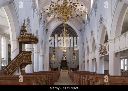 St Mang è una chiesa parrocchiale protestante-luterana nella città di Kempten (Allgäu). Foto Stock