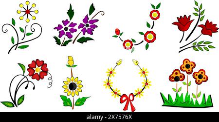 Flowers Vector Art Collection per designer. Illustrazione Vettoriale