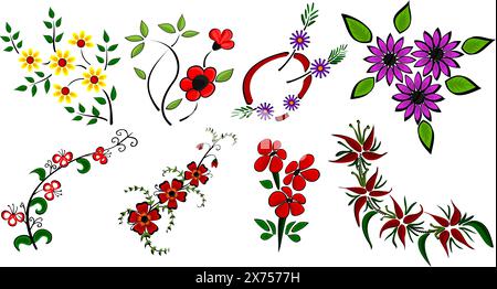 Flowers Vector Art Collection per designer. Illustrazione Vettoriale