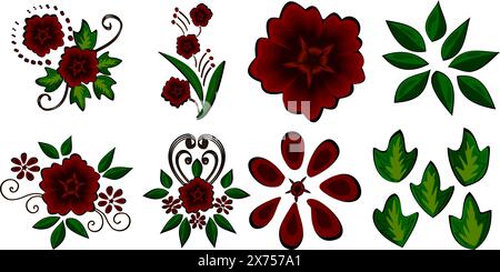 Flowers Vector Art Collection per designer. Illustrazione Vettoriale