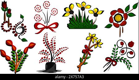 Flowers Vector Art Collection per designer. Illustrazione Vettoriale