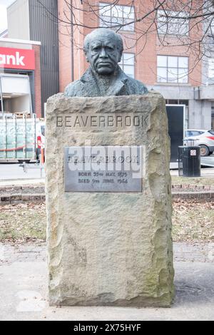 Busto di Lord Beaverbrook a Beaverbrook House a Miramichi, New Brunswick, Canada Foto Stock