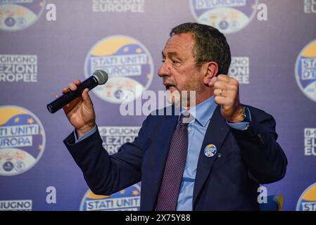 Roma, Italia. 17 maggio 2024. L'avvocato Gian Domenico Caiazza partecipa all'evento di lancio della campagna elettorale della lista "Stati Uniti d'Europa", per le elezioni europee dell'8 e 9 giugno 2024. Credito: SOPA Images Limited/Alamy Live News Foto Stock