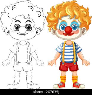 Un allegro clown dai colori vivaci Illustrazione Vettoriale