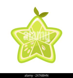 Graziose fette di lime verde. Mezzo calce a forma di stella Illustrazione Vettoriale