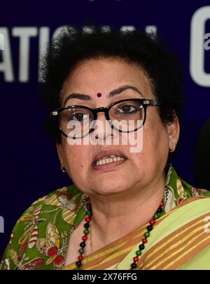 Nuova Delhi, India. 17 maggio 2024. NUOVA DELHI, INDIA - 17 MAGGIO: Il presidente dell'NCW Rekha Sharma si rivolge al personale dei media del suo ufficio per quanto riguarda la questione di Swati Maliwal il 17 maggio 2024 a nuova Delhi, India. (Foto di Vipin Kumar/Hindustan Times/Sipa USA) credito: SIPA USA/Alamy Live News Foto Stock