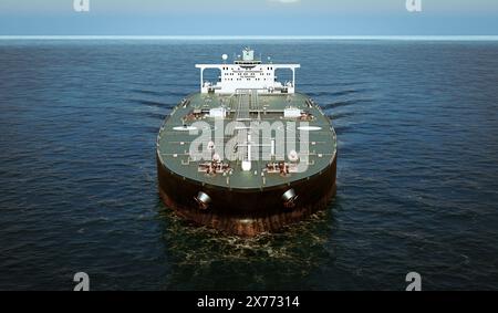 Nave petroliera in alto mare - illustrazione 3D. Foto Stock