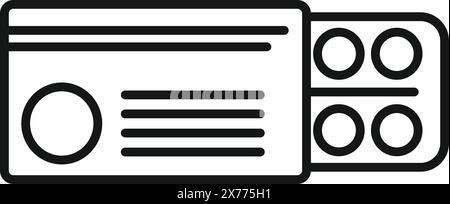 Illustrazione in linea di una scheda audio portatile con interfaccia usb, isolata su bianco Illustrazione Vettoriale