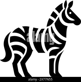 Zebra isolato su sfondo bianco. Icona Zebra Illustrazione Vettoriale