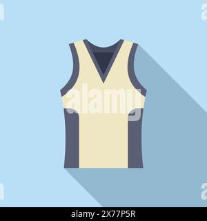 Icona vettoriale di una maglia sportiva senza maniche con collo a velo, in un design moderno e piatto Illustrazione Vettoriale