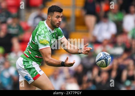 Dan Kelly dei Leicester Tigers si mette in azione durante il Gallagher Premiership Match Leicester Tigers vs Exeter Chiefs a Mattioli Woods Welford Road, Leicester, Regno Unito, 18 maggio 2024 (foto di Craig Thomas/News Images) Foto Stock