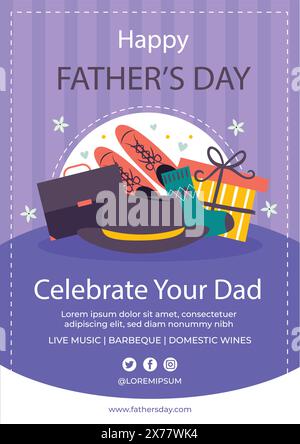 Festa del papà, poster o volantino disegnato a mano Illustrazione Vettoriale