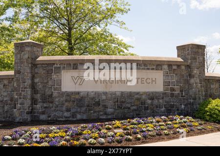 Blacksburg, Virginia - 28 aprile 2024: Virginia Tech è il soprannome ufficiale del Virginia Polytechnic Institute e della State University. Foto Stock