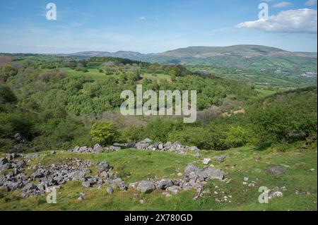 Vista delle Black Mountains da Craig y Cilau NNNR Foto Stock