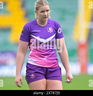 NORTHAMPTON, INGHILTERRA - domenica 18- maggio-2024: Carmela Morrall di Northampton guardano durante l'Allianz Premiership Women's Rugby match tra Loughborough Lightning e Harlequins Womens ai Franklin's Gardens il 18 maggio-2024: A Northampton, Inghilterra . Crediti: PATRICK ANTHONISZ/Alamy Live News Foto Stock