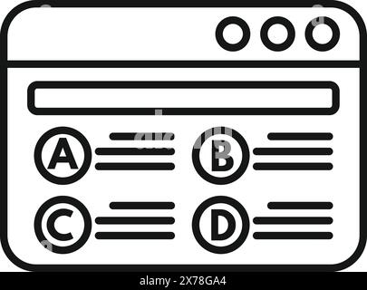 Illustrazione vettoriale di un'icona semplificata dell'interfaccia del browser Web in stile contorno Illustrazione Vettoriale