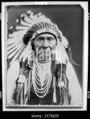 Joseph Nez Percé, titolo dell'articolo, Curtis no 478., Copyright 1903 di E.S. Curtis., Forms part of: Edward S. Curtis Collection ., pubblicato in: The North American Indian / Edward S. Curtis. [Seattle, Washington.] : Edward S. Curtis, 1907-30, v. 8, p. 24., pubblicato in: 'American Indians' capitolo dell'eBook Great Photographs from the Library of Congress, 2013., esposto: 'The Illusion of the American Frontier' al Museo Thyssen-Bornemisza, Madrid, Spagna, 2015 novembre-feb. 2016.. Joseph, (Nez Percé Chief), 1840-1904. , Indians of North America, Clothing & Dress, 1900-1910. , Indiani Nez Percé, Cl Foto Stock