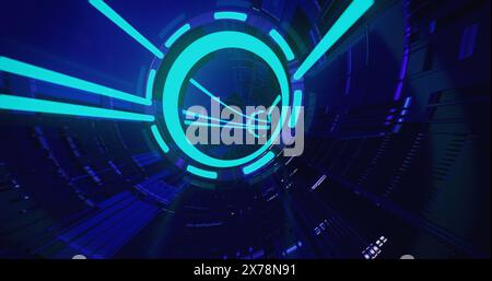Futuristico tunnel al neon. Rendering 3D. Foto Stock