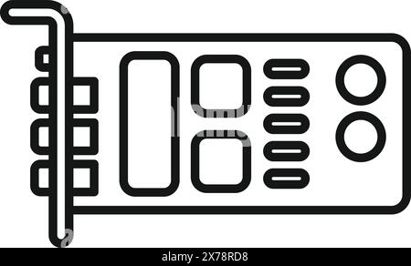 Icona semplificata di una scheda grafica per computer, ideale per i contenuti tecnici Illustrazione Vettoriale