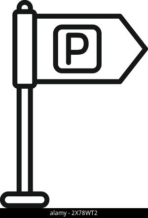 Vettore grafico in bianco e nero di un segnale di parcheggio, isolato su sfondo bianco Illustrazione Vettoriale