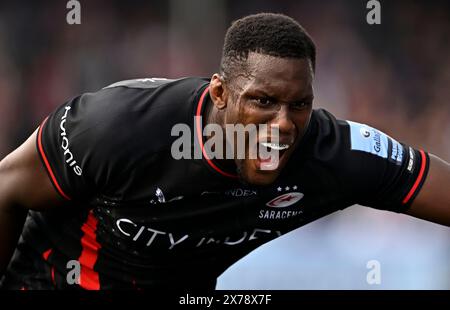 Barnet, Regno Unito. 18 maggio 2024. Premiership Rugby. Saracens uomini V saldi squali. Stadio Stone X. Barnet. Maro Itoje (Saraceni) grida durante la partita di rugby Saracens Men V sale Sharks Gallagher Premiership. Crediti: Sport in foto/Alamy Live News Foto Stock