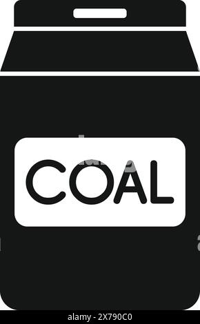 Icona vettoriale in bianco e nero di un sacchetto di carbone, design semplice e pulito per vari usi Illustrazione Vettoriale