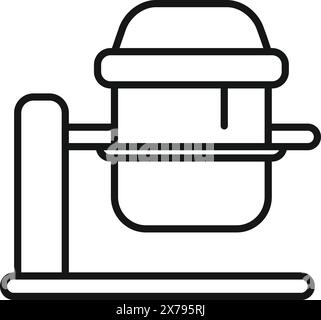 Illustrazione in bianco e nero di una morsa da banco, caratterizzata da un semplice stile grafico di linea Illustrazione Vettoriale