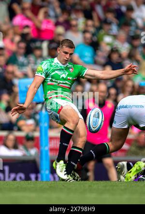 Leicester, Regno Unito. 18 maggio 2024. *** Durante il Gallagher Premiership Rugby match tra Leicester Tigers ed Exeter Chiefs al Welford Road Stadium di Leicester, Regno Unito, il 18 maggio 2024. Foto di Mark Dunn. Solo per uso editoriale, licenza richiesta per uso commerciale. Non utilizzare in scommesse, giochi o pubblicazioni di singoli club/campionato/giocatori. Crediti: UK Sports Pics Ltd/Alamy Live News Foto Stock