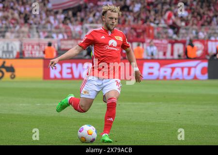 Berlino, Germania. 18 maggio 2024. Benedict Hollerbach ( 1.FC Union Berlin, #16), 1. FC Union Berlin vs SC Freiburg, 1a Bundesliga, calcio, DFB, Bundesliga, stagione 2023/2024, alte Foersterei, 34° giorno di partita, credito: HMB Media/Alamy Live News Foto Stock